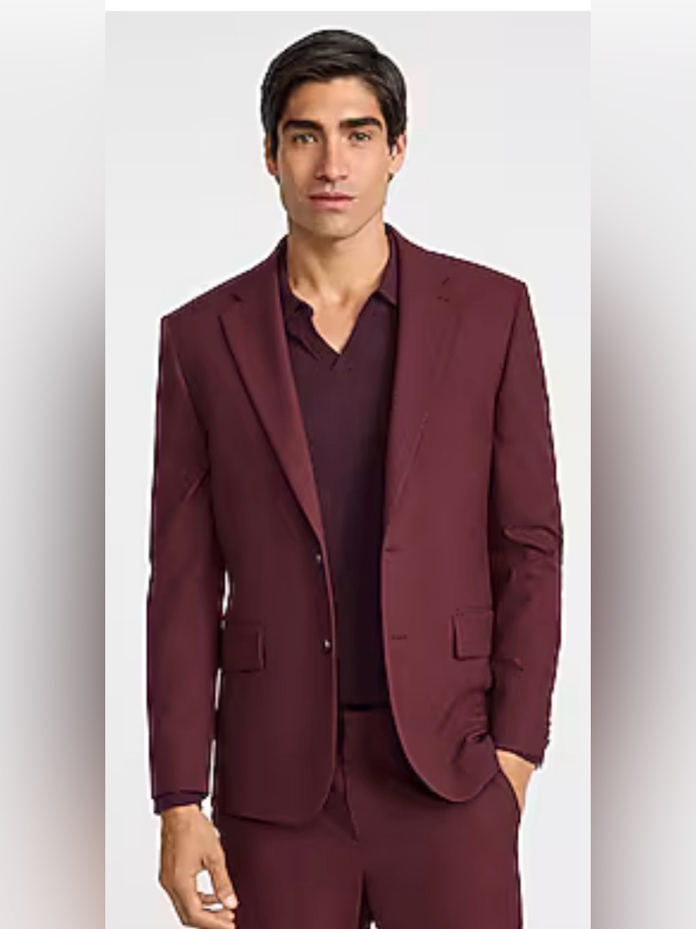 Express Men's Wine Burgundy Oxblood  Slimfit Suit Jacket SZ 40R
